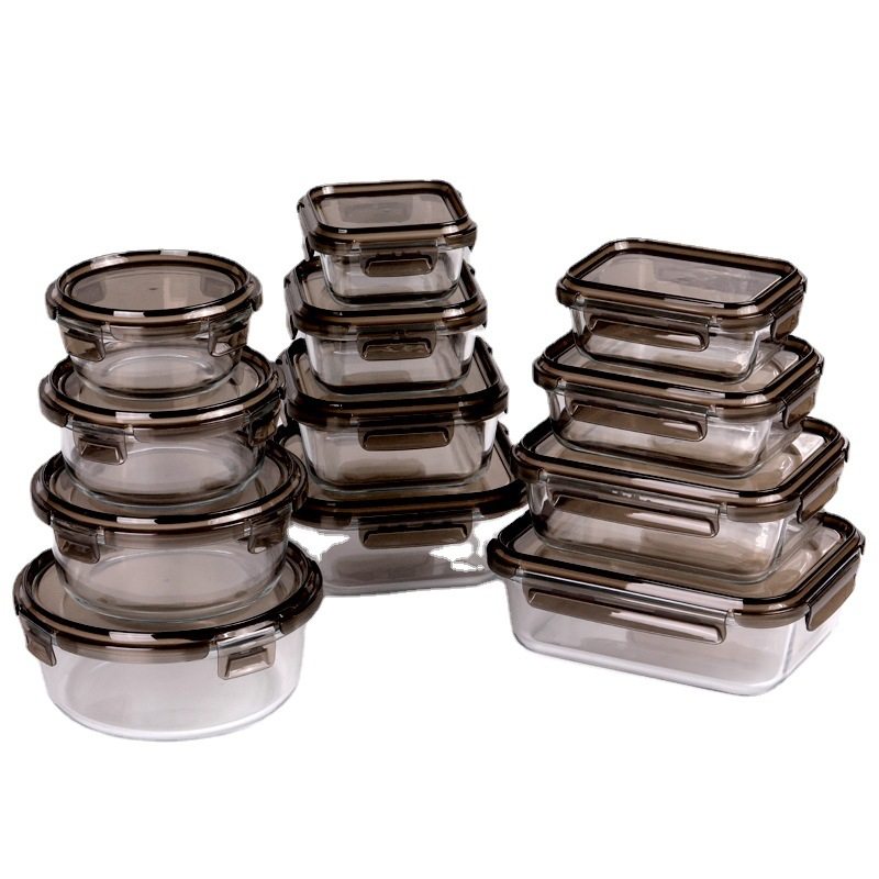 Microwave Heating Glass Lunch Box Refrigerator Preservation Bowl with Lid Sealed Box Student Lunch Box Lunch Box