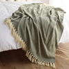 Classic American Retro Green Herringbone Pattern Woven Blanket Hotel Homestay Bed End Towel Bed End Blanket Sofa Blanket Bed Cover Blanket
