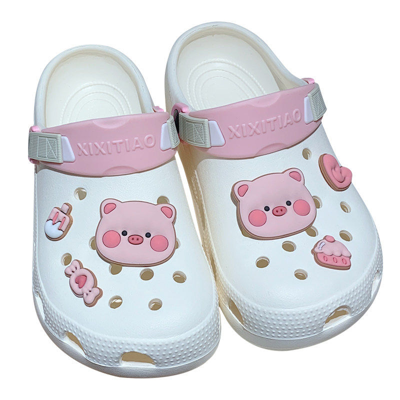 New Girls' Heart-to-Heart Cave Shoes Summer Outdoor Shoes with Shit on Shoes Cute Piggy Women eva Soft-soled Beach Shoes