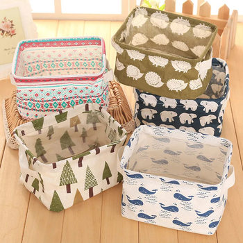 Desktop Canvas Miscellaneous Basket Storage Basket Creative Portable Box Storage Box Fabric Storage Basket Organizer Simple Storage