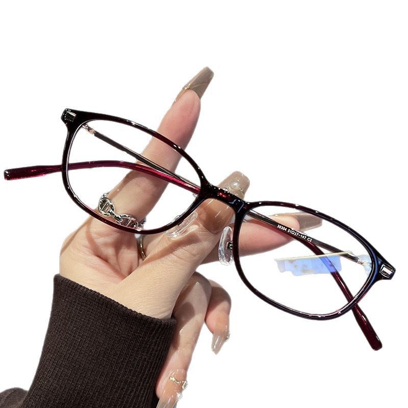 Cold brown ultra-light 10g small frame glasses tr90 height frame women's adjustable Danyang glasses myopia blue