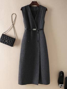 Autumn High-End French V-Neck Sleeveless Dress Slim Fit Commuter Vest Skirt Spring and Autum Bottoming Vest Skirt