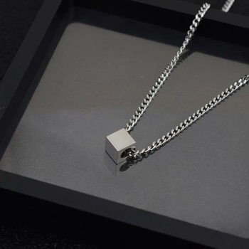 Wang Yibo Same Style Square Necklace Men's Simple Punk Women's Necklace All-match Harajuku Men's and Women's Necklace Clavicle Chain
