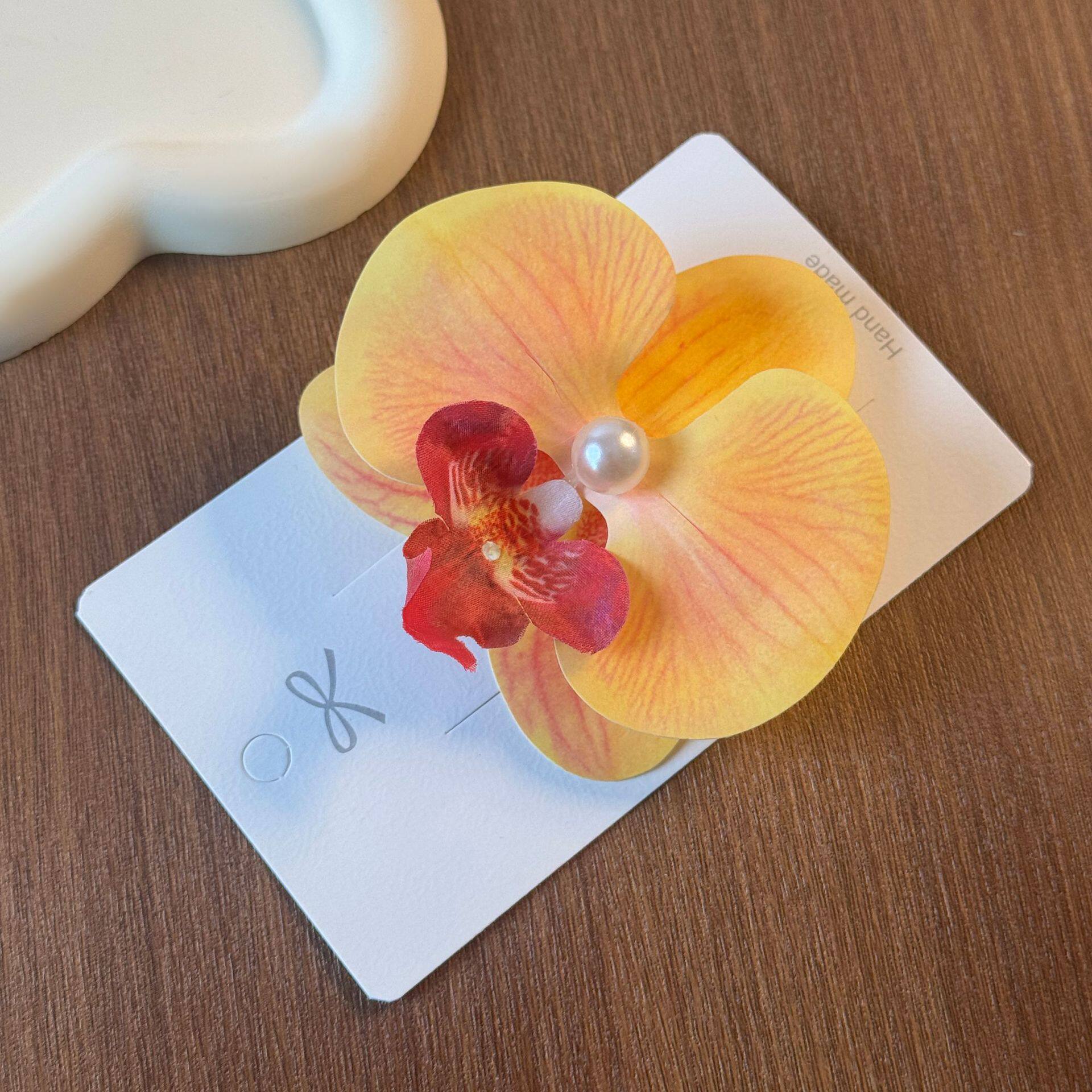 新款蝴蝶兰花朵发夹高颜值抓夹氛围感度假拍照鸭嘴夹发饰跨境头饰