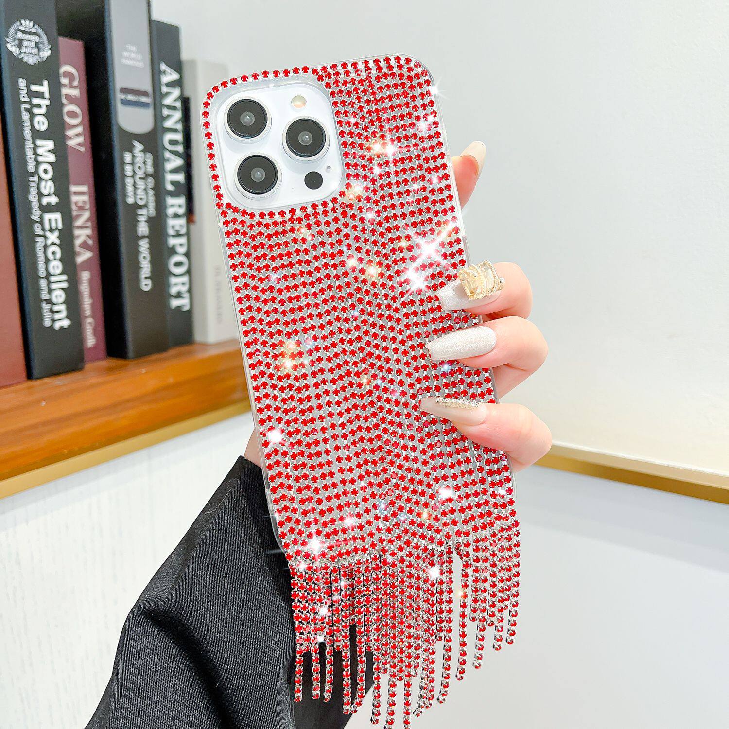 Luxurious Sparkling Diamond Case Suitable for Apple iPhone 17 Pro Max, Hand-Applied Diamond 16 Pro Max Feather Yarn Anti-Drop Phone Case