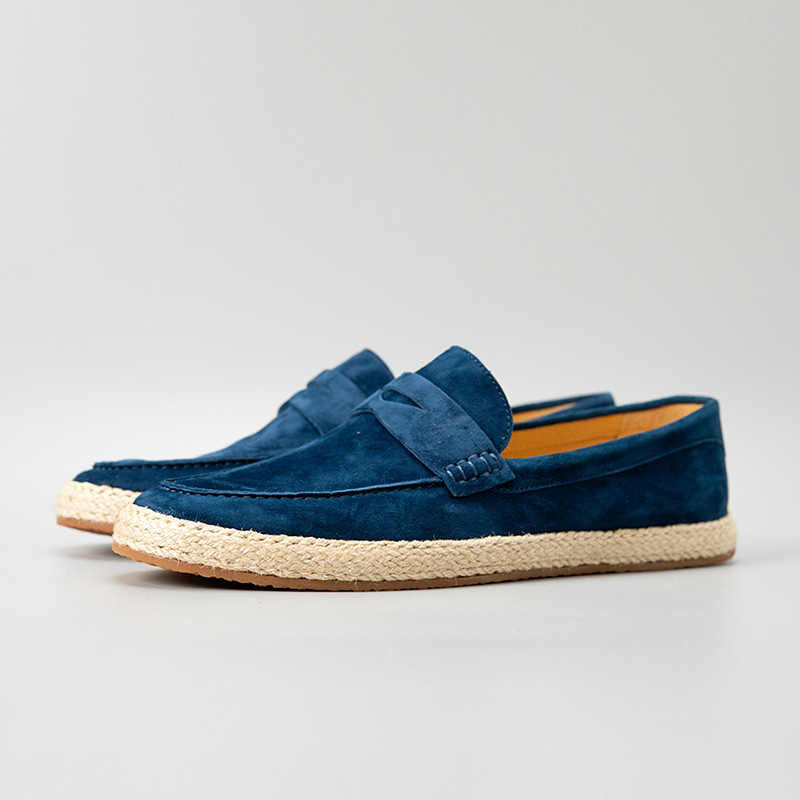 Giày lười nam Luofan chất liệu cashmere, đế cói đan thủ công, không dây, đa năng — màu đen, Màu xanh dương, màu xám, Xanh lá cây