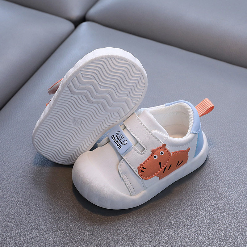 Xiao Liu Bao Spring and Autumn 1-2 Years Old Waterproof Leather Toddler Shoes Infant Non-slip Soft Bottom White Shoes for Boys and Girls