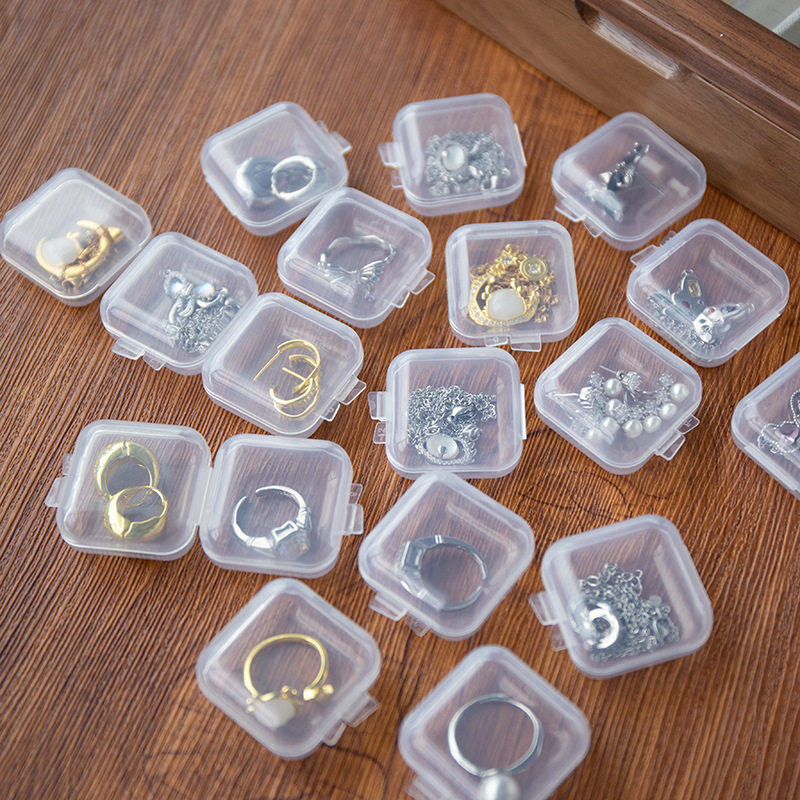 Plastic Small Box Mini Square Necklace Box Jewelry Earrings Storage Earring Box Parts Box Wholesale