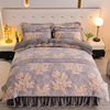 Popular Live-Streamed Fleece-Lined and Thickened Milk Velvet Four-Piece Bedding Set, High Weight, Soft Printed Gold Carving Velvet Gift Bedding