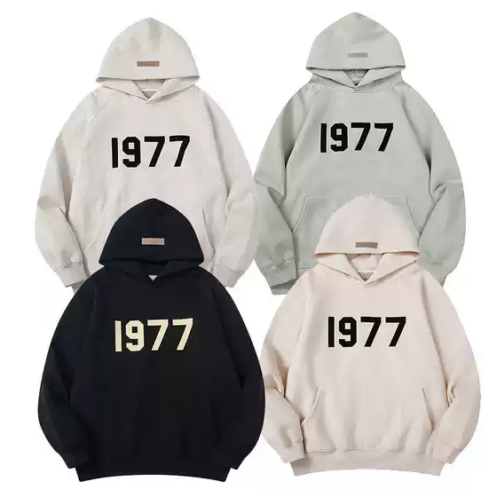 Fashion brand FOG season 8 ESSENTIAL flocking digital 1977 hoodie sweater men's and women's loose fleece jacket