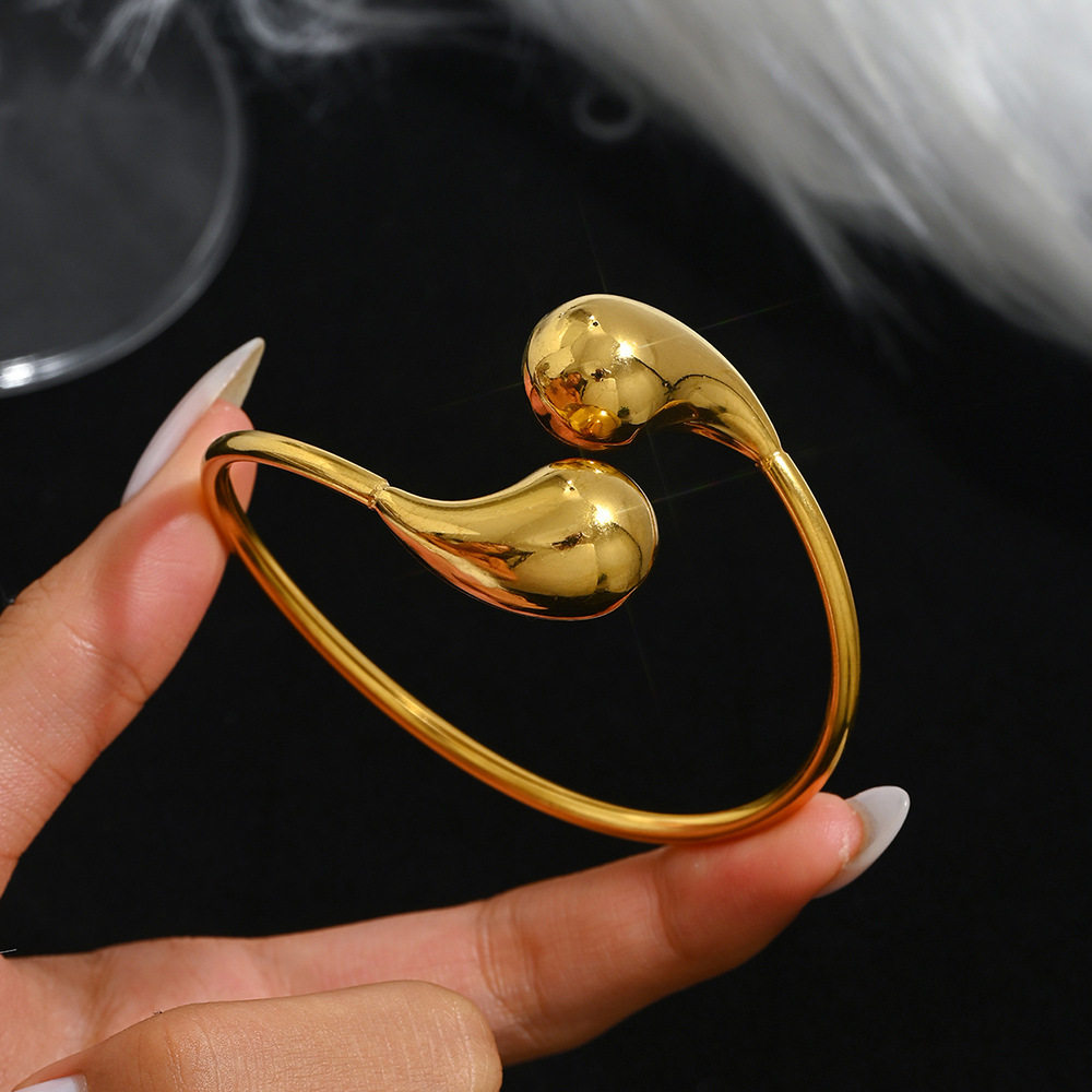 欧美热卖时尚不锈钢金色手镯不易褪色18K不锈钢首饰gold bangles