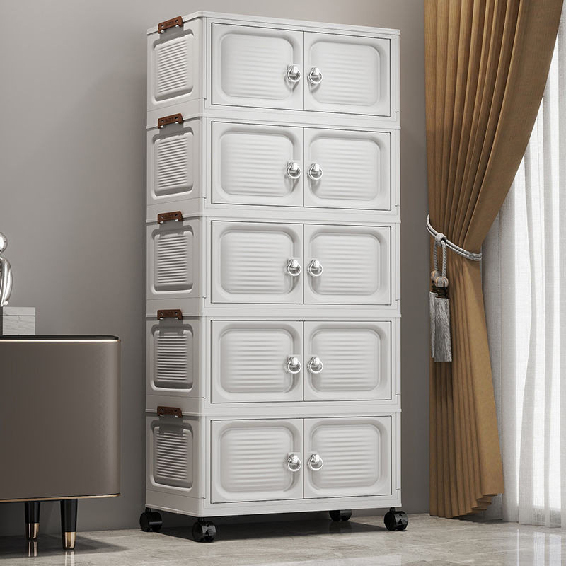 Cross-Border Storage Cabinet Household Children's Toys Snacks Bedside Living Room Storage Cabinet Plastic Folding Storage Cabinet