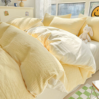 60 three-layer yarn cotton four-piece cotton bed sheet quilt cover Nantong home textile bed three-piece quilt cover bedding 4