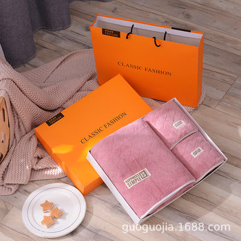 European-Style Coral Fleece Towel Bath Towel Gift Box Set for Group Purchase, Party Favors, Return Gifts, Wedding Shop Holiday Gifts, Thickened and Warm