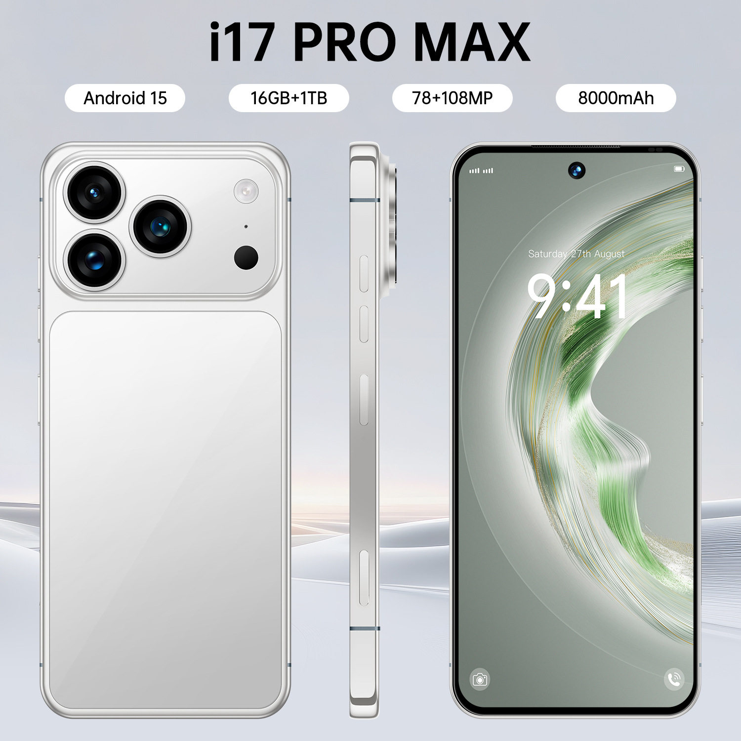 跨境手机i17 PRO MAX 真4G 7.3英寸 16mp+26mp 安卓10 真4G 3+16