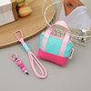 Dopamine Pink Mini Handbag Headphone Bag Storage Box Data Cable Protective Cover Organizer Bag Coin Card Holder Trendy