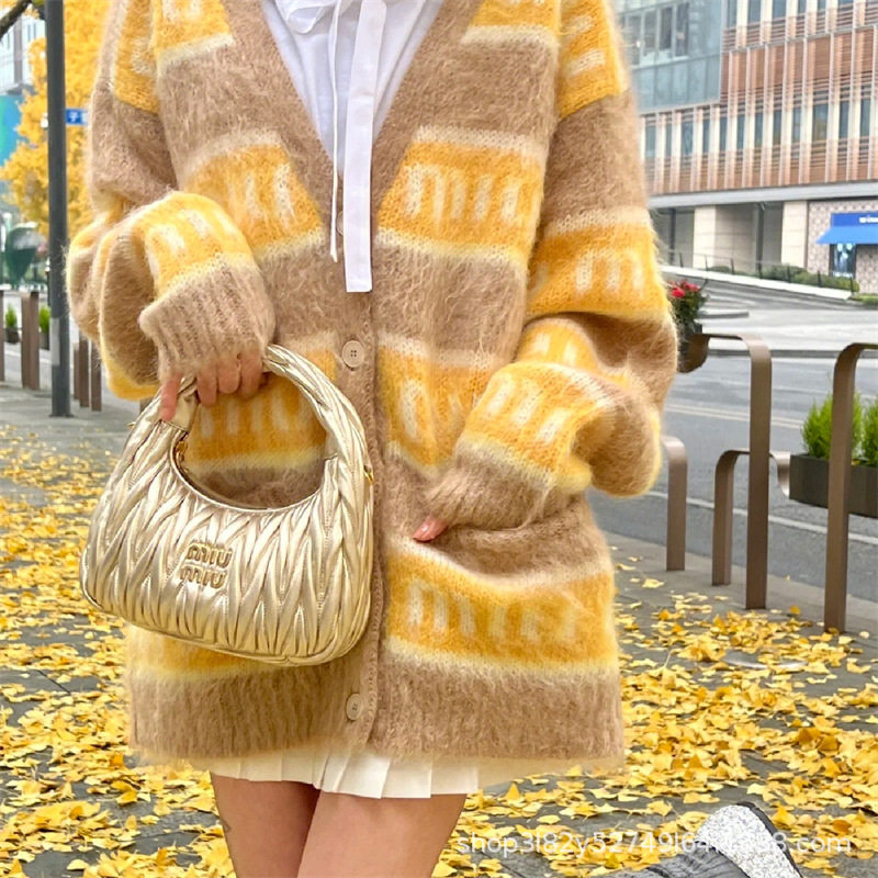 Miu's Dumpling Bag Lambskin Pleated Bag Hobo Armpit Cloud Bag Crescent Moon Shoulder Crossbody Women's Bag Handbag