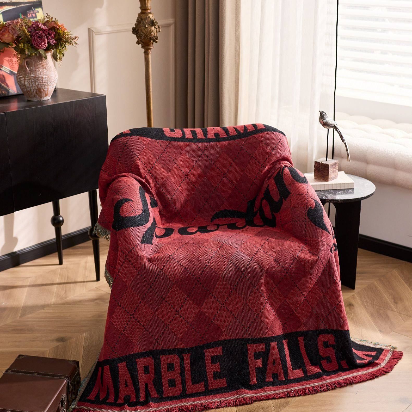 New Ins Style Multifunctional Thread Blanket Camping Style Bedroom Living Room Cotton Thread Blanket Sofa Cushion Blanket Decorative Sofa Cover