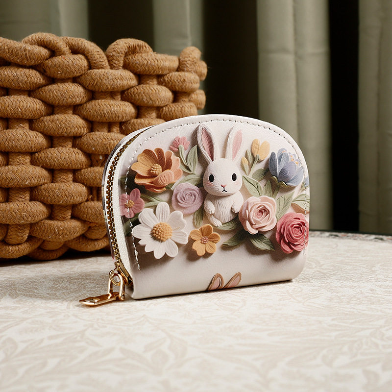 Korean Version Cute Cat Coin Purse Cartoon Print Small Animal Wallet for Girls Multifunctional Portable Card Holder Card Set Batch