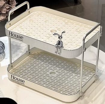 Household Drain Tray Multifunctional Tea Tray Water Cup Holder Drain Tray Fruit Drain Basket Double-Layer Cup Drain Rack