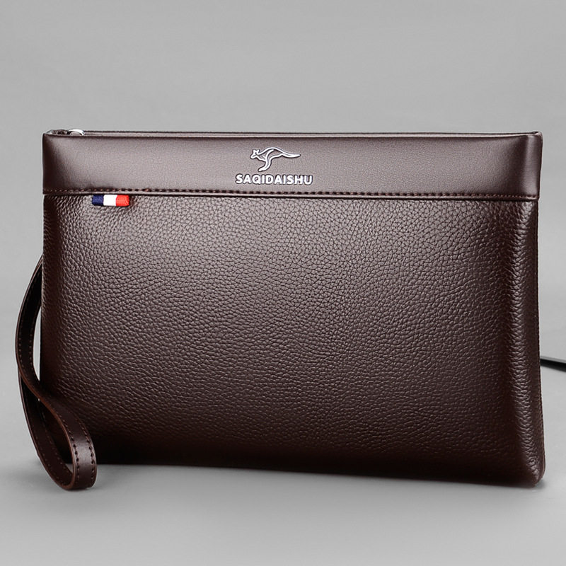 Sachi Kangaroo Men's New Genuine Leather Clutch Bag Casual Travel First Layer Cowhide Envelope Coin Purse