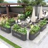 Outdoor Stainless Steel Flower Box Combination Square Sales Department Commercial Flower Bed Outdoor Street Gardening Iron Partition Flower Box
