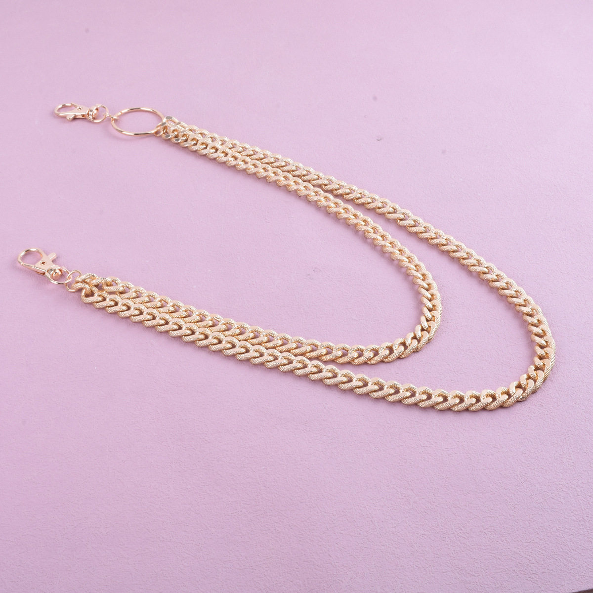 Qifu Fashion Trendy Double-Layer Metal Trouser Chain, Versatile and Simple Denim Clothing Accessories Trouser Chain