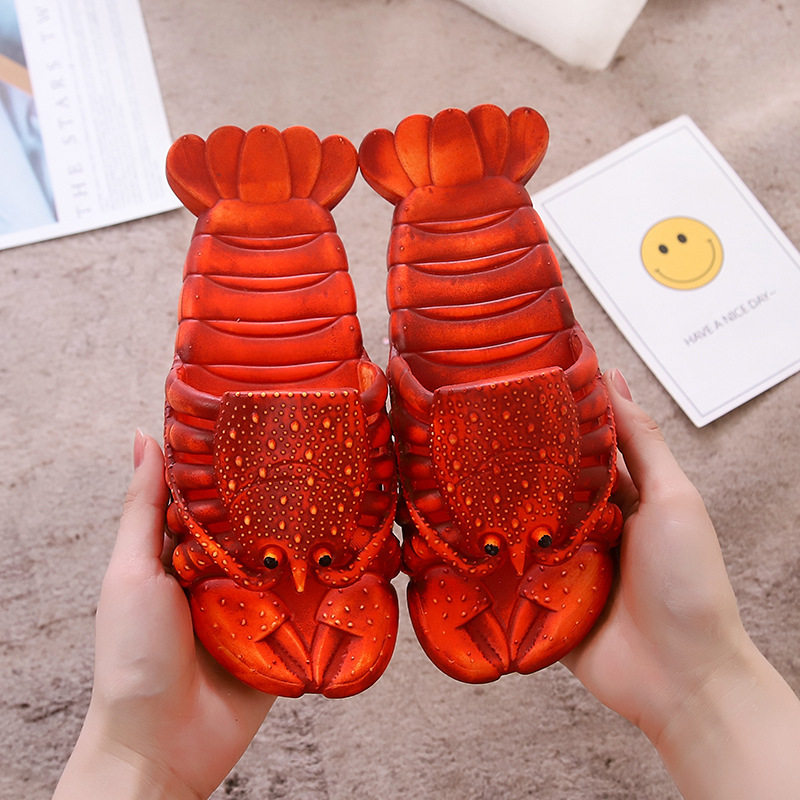 TikTok Summer Men's and Women's Fashion Sandals Creative Crayfish Slippers Funny Parent-Child Couple Beach Slippers