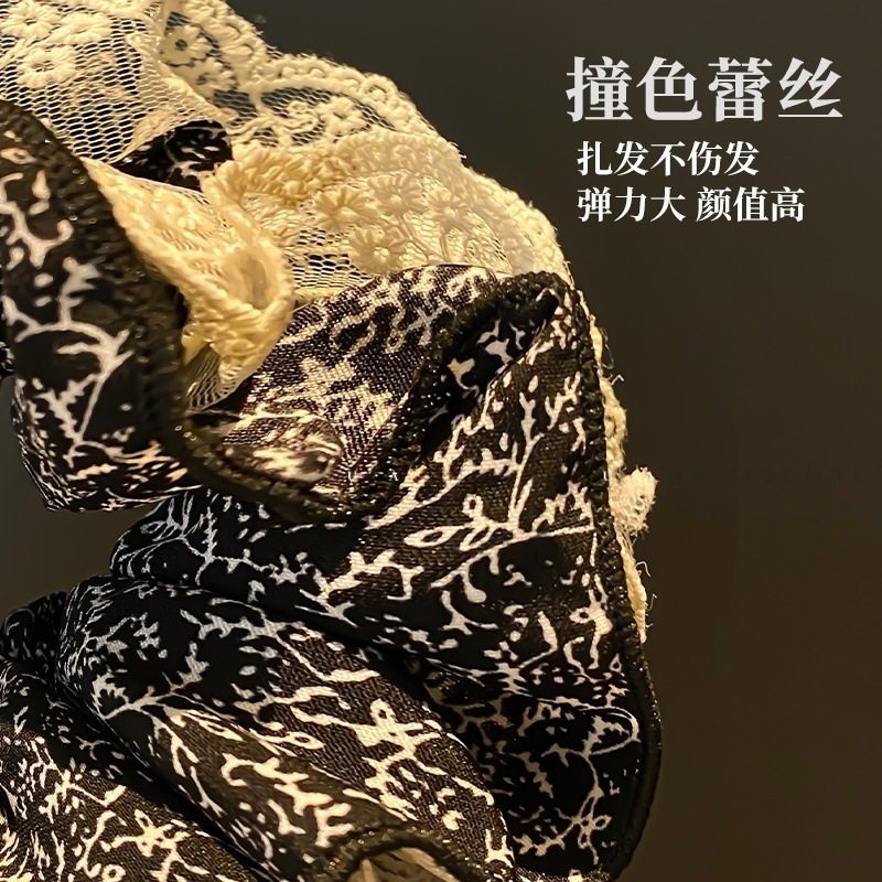 Korean Floral Lace Hair Band for Women, High-End Ball Head, Double-Layer Large Hair Accessories, Hair Rope Manufacturer Wholesale