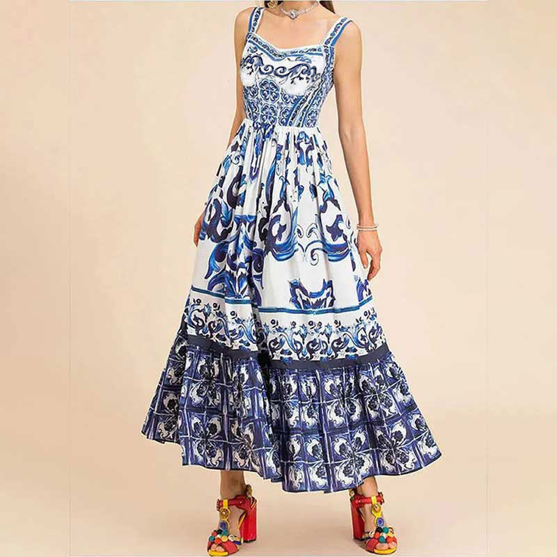 Bohemian Floral Maxi Dress Spring Collection Sleeveless Flowy Design Perfect for Casual Outings Wholesale Available