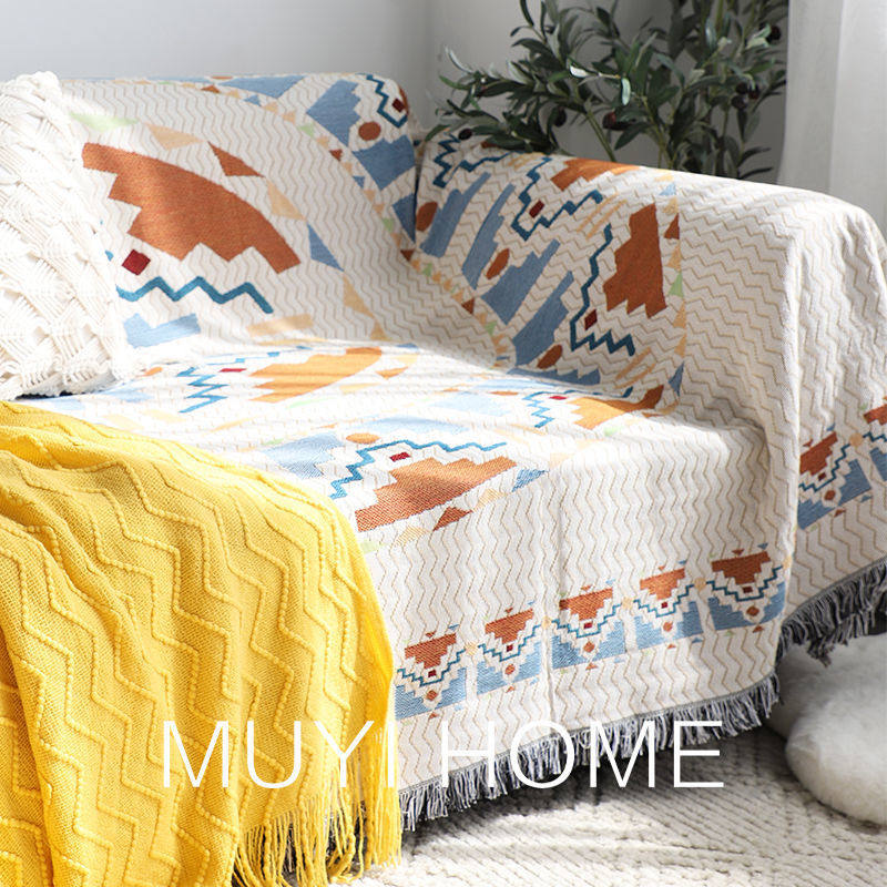 Bohemian Blanket Cover Sofa Towel Cotton and Linen Fabric Sofa Cover Sofa Protective Cover Dust Blanket Cover Towel Cover