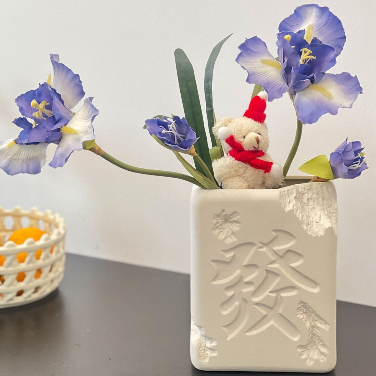 创意麻将造型发财陶瓷花瓶插花高级感摆件ins风软装家居装饰品