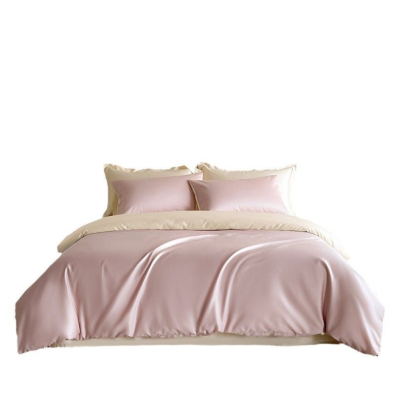 Class A 120 cotton satin four-piece set simple solid color long staple cotton four-piece set cotton quilt cover dormitory three-piece set