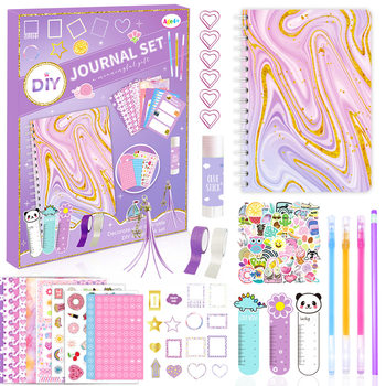 Cross-border DIY JOURNAL SET Purple Handbook Diary Gift Box Scrapbook Sticker Children's Diary suit