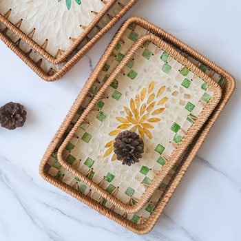 Vietnamese Rattan Creative Colorful Shell Fruit Plate Living Room Decoration Ornaments Jewelry Storage Tray Storage Tray