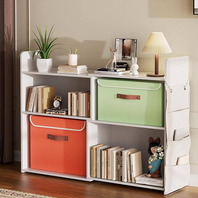 书架置物架落地客厅沙发侧边格子柜黑色收纳柜靠墙储物柜书柜矮柜