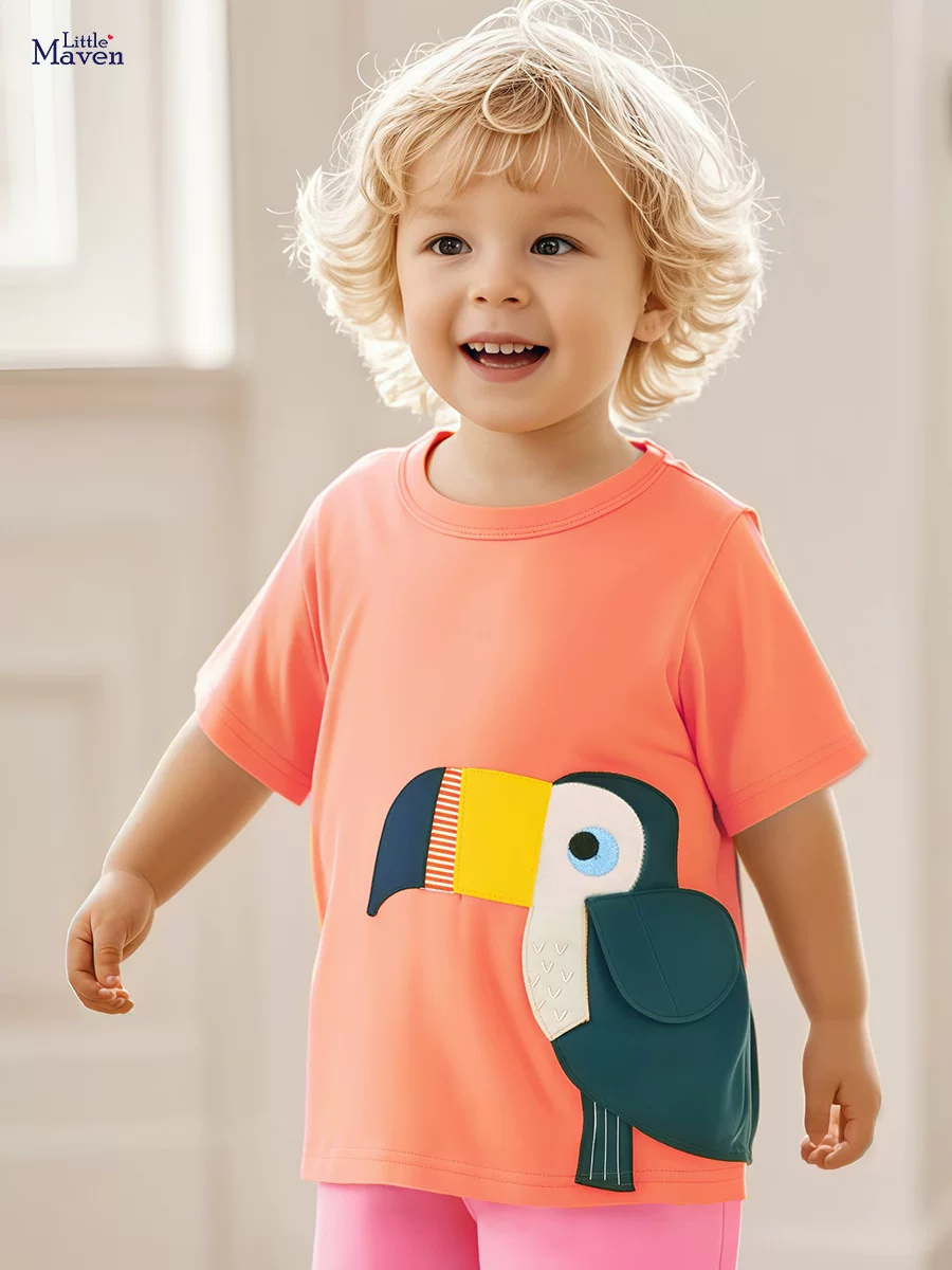 Kids' T-shirt, Summer Short-sleeve Cute Kids' Top, Toddler & Kids' Cotton Children's Clothing