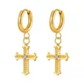 Ms-649 gold cross earrings with diamonds