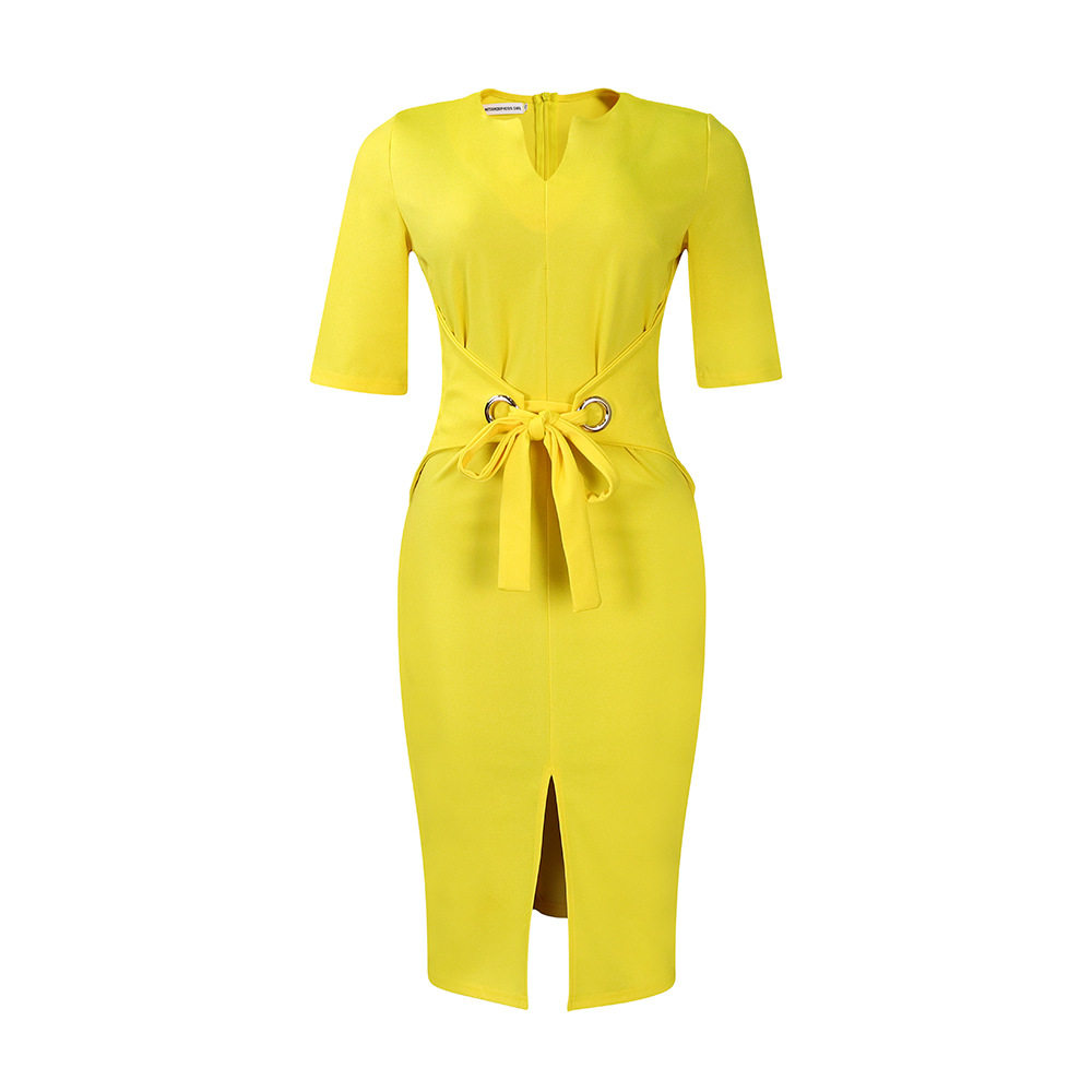Elegant Womens Pencil Dress V Neck Solid Color Bodycon Fit Perfect for Office Wear or Formal Occasions Wholesale