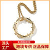 European and American retro thorn crown pendant necklace niche design copper inlaid zircon hip hop jewelry wholesale