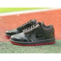 Black and red patent leather