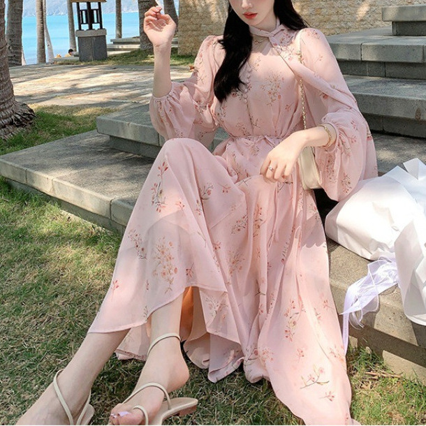 (Mới) Mã K1175 Giá 770K: Váy Đầm Liền Thân Dáng Dài Nữ Gutdo Dài Tay Hàng Mùa Xuân Thu Đông Họa Tiết Hoa Thời Trang Nữ Chất Liệu G02 Sản Phẩm Mới, (Miễn Phí Vận Chuyển Toàn Quốc).