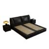 New Modern Light Luxury Leather Soft Bag Solid Wood Bed Minimalist Soft Bed Double Small Apartment Multifunctional Master Bedroom Queen Bed