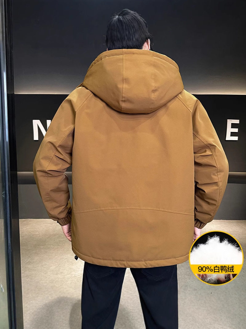 National Standard 50 down Jacket 2025 Winter Men's Workwear Outdoor White Duck down Coat Hooded Warm down Jacket Coat