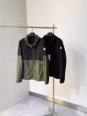 European Station 2024 Spring and Autumn Fashion Brand Letter Embroidery Color-block Jacket Jacket Coat Hooded Casual Outdoor Fashionable Windbreaker