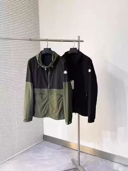 European Station 2024 Spring and Autumn Fashion Brand Letter Embroidery Color-block Jacket Jacket Coat Hooded Casual Outdoor Fashionable Windbreaker
