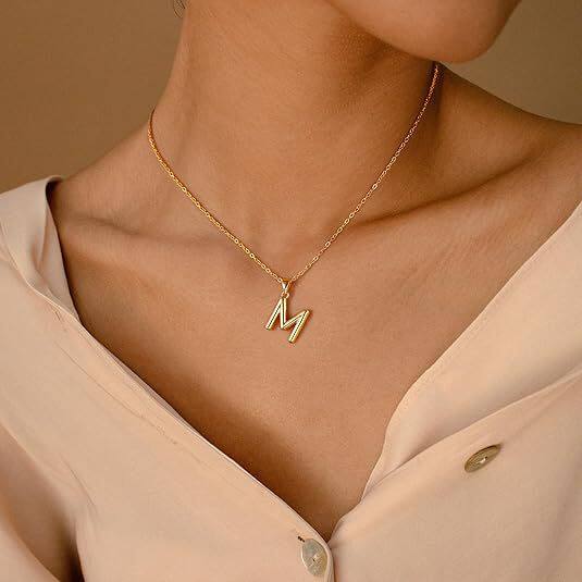 Cross-border new letter double-layer necklace women 14K gold paper clip folded clavicle chain women light luxury jewelry women wholesale