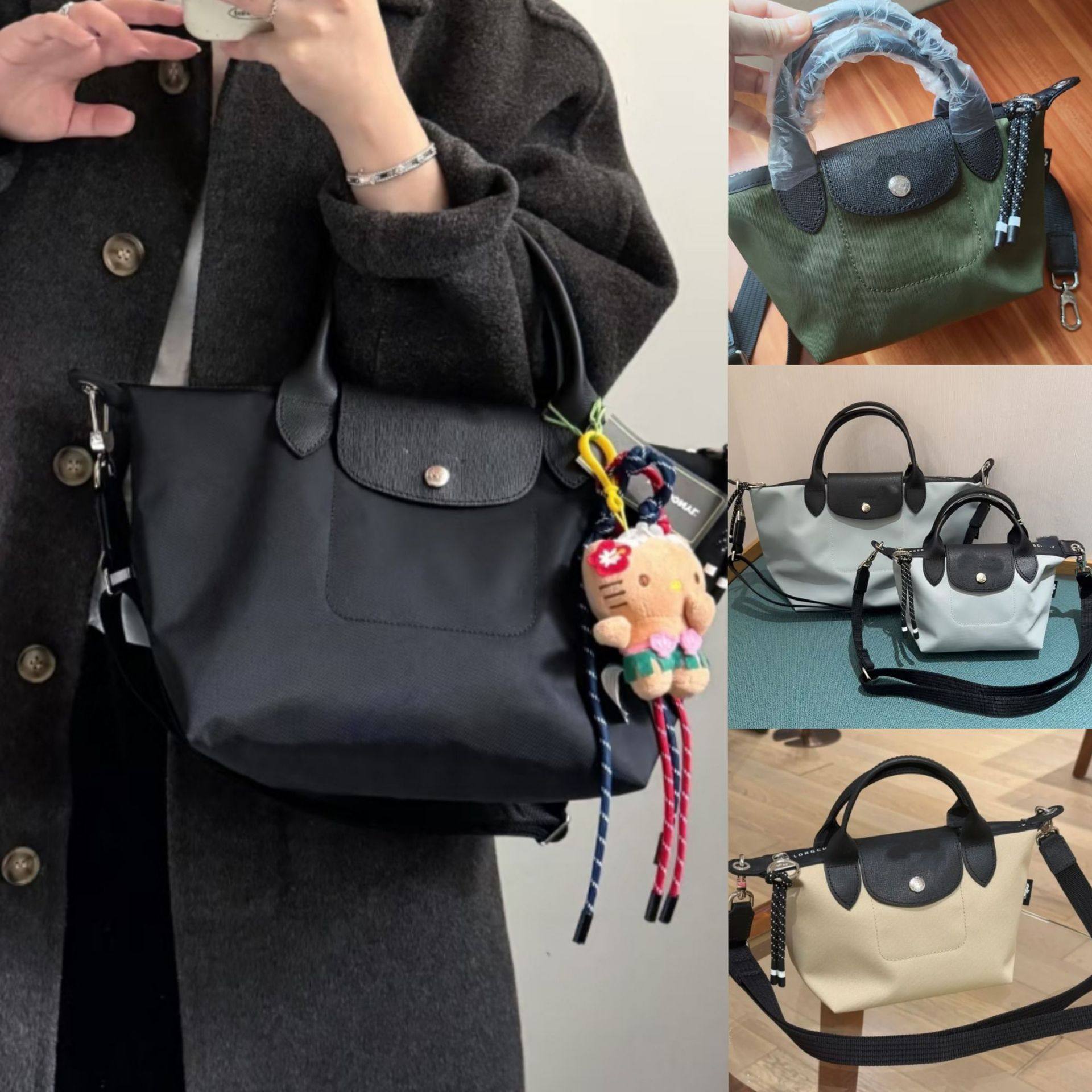 French Longxiang energy Second Generation Twill Short Handle Dumpling Bag Portable Shoulder Crossbody Bag Large Capacity General Bag