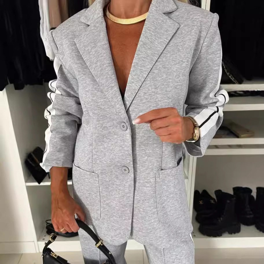 Womens Casual Blazer Set Long Sleeve Lapel Collar Autumn Winter Style Wholesale Available private label
