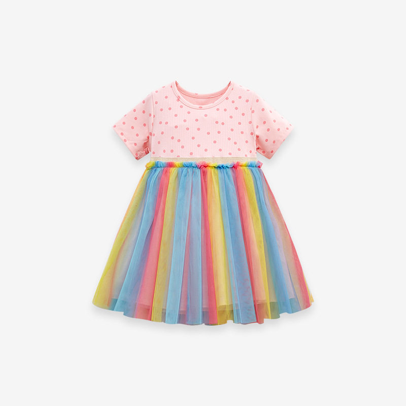 Girls' New Summer Mesh Dress, Style Toddler & Little Kid Short-Sleeve Dress